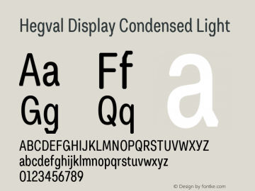 Hegval Display Condensed Light Version 001.000 October 2019图片样张