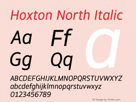 Hoxton North Italic Version 1.002;PS 001.002;hotconv 1.0.88;makeotf.lib2.5.64775图片样张