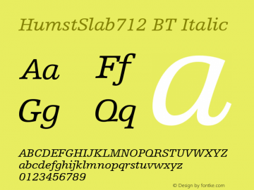 HumstSlab712 BT Italic Version 1.01 emb4-OT图片样张