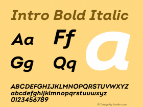 Intro Bold Italic Version 2.000;hotconv 1.0.109;makeotfexe 2.5.65596图片样张