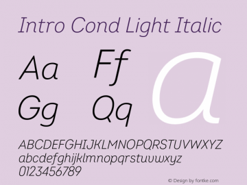 Intro Cond Light Italic Version 2.000;hotconv 1.0.109;makeotfexe 2.5.65596图片样张