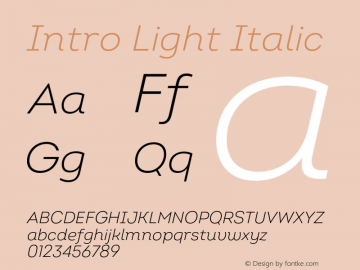 Intro Light Italic Version 2.000;hotconv 1.0.109;makeotfexe 2.5.65596图片样张