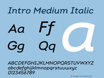 Intro Medium Italic Version 2.000;hotconv 1.0.109;makeotfexe 2.5.65596图片样张