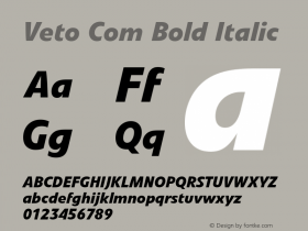 Veto Com Bold Italic Version 1.01;2006图片样张