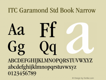 ITC Garamond Std Book Narrow Version 1.00 Build 1000图片样张