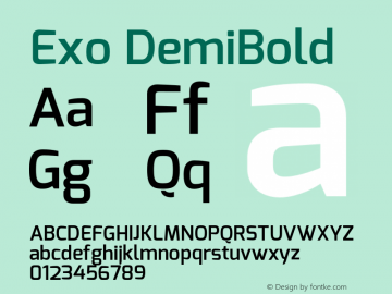 Exo DemiBold Version 1.00 Font Sample