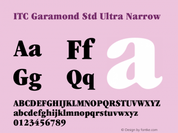 ITCGaramondStd-UltNarrow Version 2.000 Build 1000图片样张