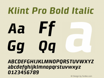 KlintPro-BoldItalic Version 1.00图片样张