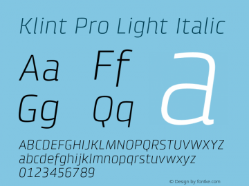 KlintPro-LightItalic Version 1.00图片样张