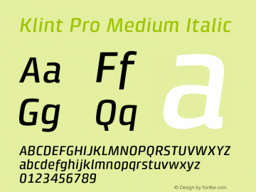 KlintPro-MediumItalic Version 1.00图片样张