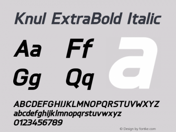 Knul-ExtraBoldItalic Version 1.001;PS 001.001;hotconv 1.0.56;makeotf.lib2.0.21325图片样张