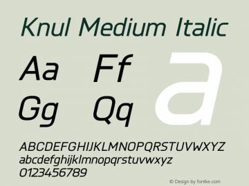 Knul-MediumItalic Version 1.001;PS 001.001;hotconv 1.0.56;makeotf.lib2.0.21325图片样张