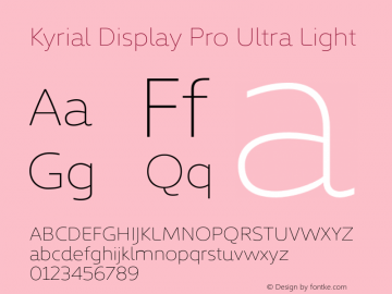 Kyrial Pro Display Ultra Light Version 1.000图片样张