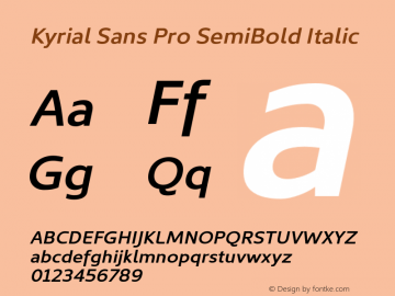 Kyrial Sans Pro SemiBold Italic Version 1.000图片样张