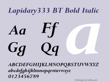 Lapidary333 BT Bold Italic Version 1.01 emb4-OT图片样张