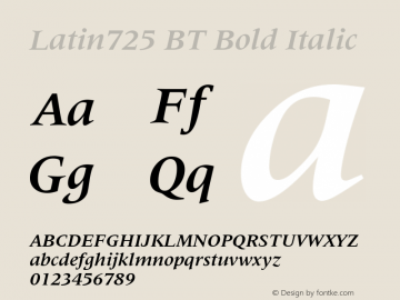 Latin725 BT Bold Italic Version 1.01 emb4-OT图片样张