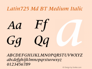 Latin725 Md BT Medium Italic Version 1.01 emb4-OT图片样张