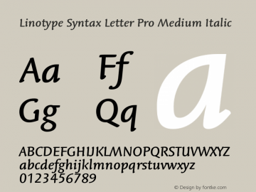 LinotypeSyntaxLttrPro-MdIt Version 1.00图片样张