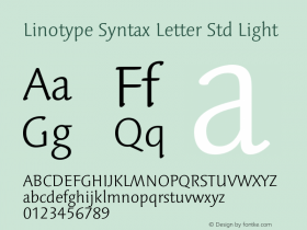 LinotypeSyntaxLttrStd-Lt Version 1.00图片样张