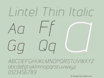 Lintel Thin Italic Version 1.001;PS 001.001;hotconv 1.0.70;makeotf.lib2.5.58329图片样张