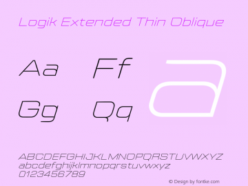 Logik Extended Thin Oblique Version 1.000;hotconv 1.0.109;makeotfexe 2.5.65596图片样张