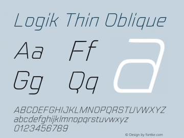 Logik Thin Oblique Version 1.000;hotconv 1.0.109;makeotfexe 2.5.65596图片样张