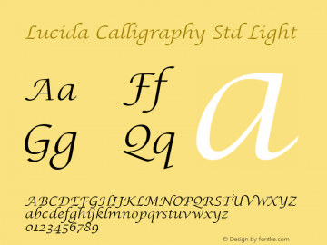 Lucida Calligraphy Std Light Version 1.00图片样张