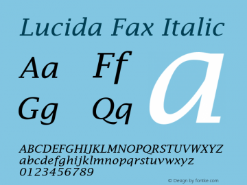 Lucida Fax Italic Version 1.00图片样张