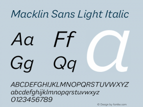 Macklin Sans Light Italic Version 1.00, build 25, s3图片样张