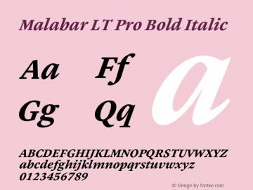 MalabarLTPro-BoldItalic Version 3.000图片样张