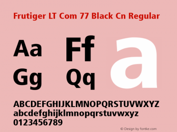 Frutiger LT Com 77 Black Cn Regular Version 1.30; 2006 Font Sample