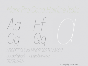 Mark Pro Cond Hairline Italic Version 7.60图片样张