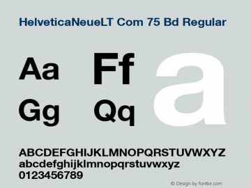HelveticaNeueLT Com 75 Bd Regular Version 2.01;2006 Font Sample