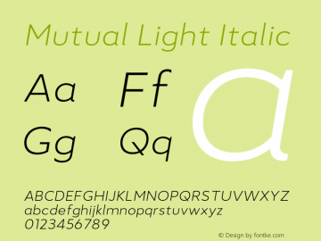 Mutual Light Italic Version 1.00图片样张