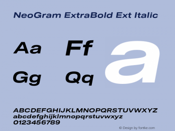NeoGram ExtraBold Ext Italic Version 2.000 July 2021图片样张