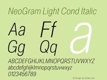 NeoGram Light Cond Italic Version 2.000 July 2021图片样张