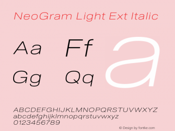 NeoGram Light Ext Italic Version 2.000 July 2021图片样张
