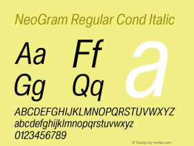 NeoGram Regular Cond Italic Version 2.000 July 2021图片样张