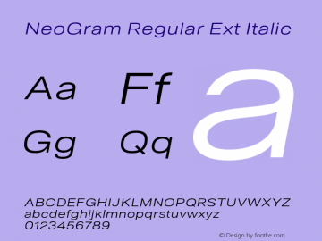 NeoGram Regular Ext Italic Version 2.000 July 2021图片样张