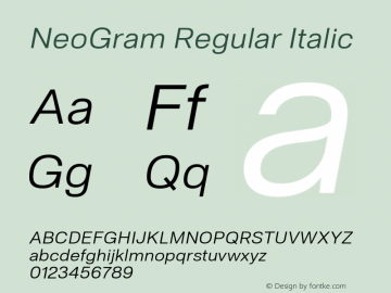 NeoGram Regular Italic Version 2.000 July 2021图片样张