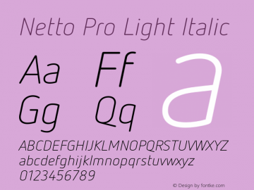 Netto Pro Light Italic Version 7.600, build 1027, FoPs, FL 5.04图片样张