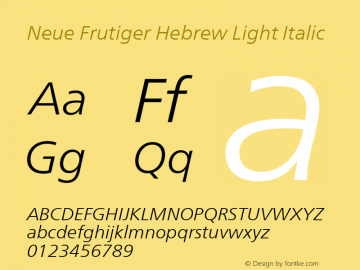 Neue Frutiger Hebrew Light It Version 1.00, build 5, s3图片样张