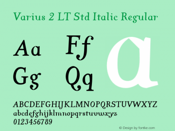 Varius 2 LT Std Italic Regular Version 1.100;PS 001.001;hotconv 1.0.38图片样张