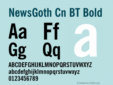 NewsGoth Cn BT Bold Version 1.01 emb4-OT图片样张