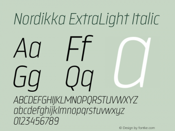 Nordikka-ExtraLightItalic Version 1.000图片样张