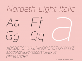 Norpeth Light Italic Version 1.001;PS 001.001;hotconv 1.0.70;makeotf.lib2.5.58329图片样张