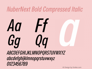 NuberNext Bold Compressed Italic Version 001.002 February 2020图片样张