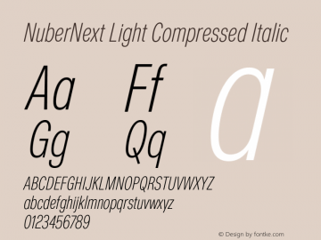 NuberNext Light Compressed Italic Version 001.002 February 2020图片样张
