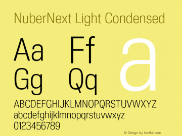 NuberNext Light Condensed Version 001.002 February 2020图片样张