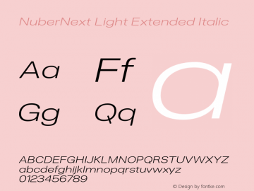 NuberNext Light Extended Italic Version 001.002 February 2020图片样张